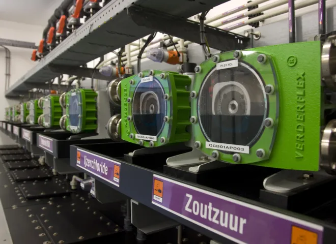 chemicalien doseerstation bij COVRA gebouwd door Delmeco