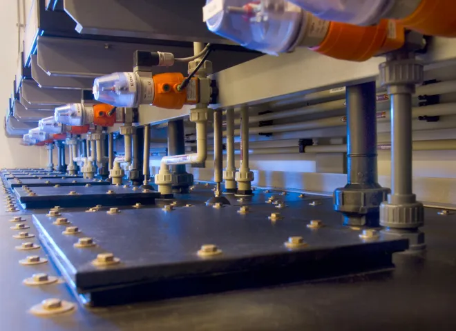 chemicalien doseerstation bij COVRA gebouwd door Delmeco