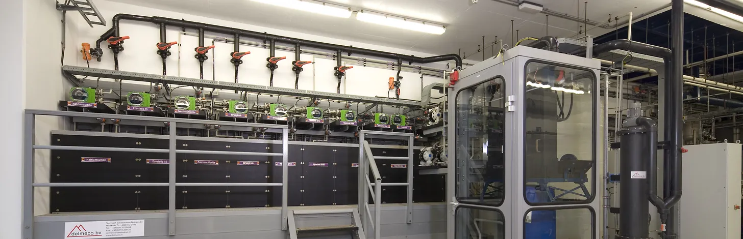 chemicalien doseerstation bij COVRA gebouwd door Delmeco