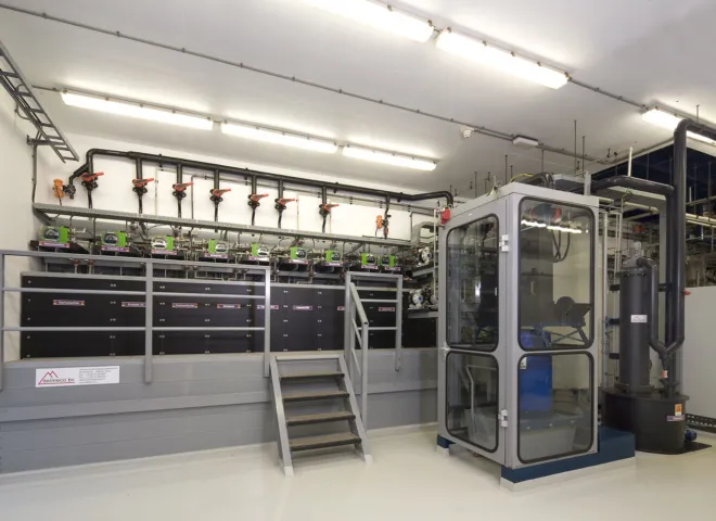 chemicalien doseerstation bij COVRA gebouwd door Delmeco