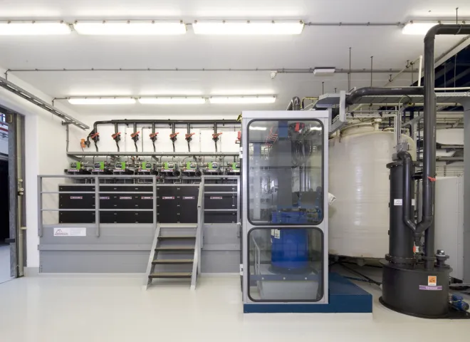 chemicalien doseerstation bij COVRA gebouwd door Delmeco