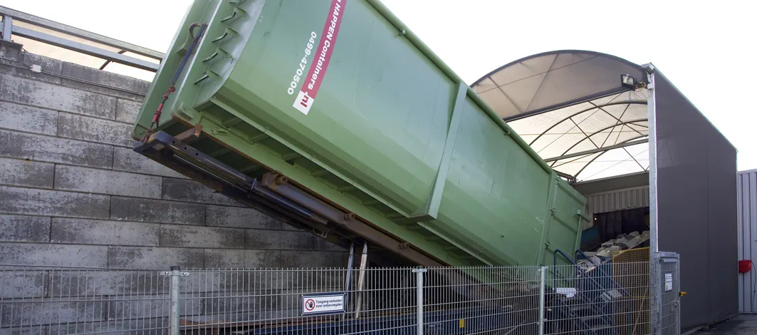 container kiep installatie Sims recycling ontworpen door Delmeco